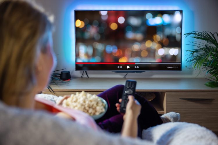 woman watching TV