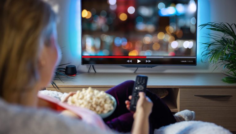 woman watching TV